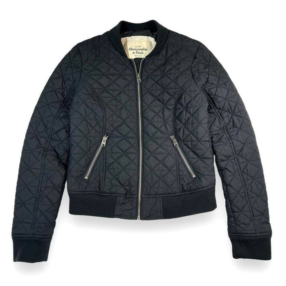 Abercrombie & Fitch Black Quilted Bomber Jacket